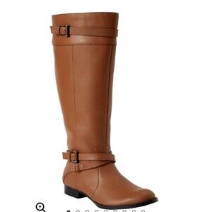 Comfortview Women's Boots Sz 7.5WW Janis Tall Calf‎ Leather Cognac EXTRA WIDE